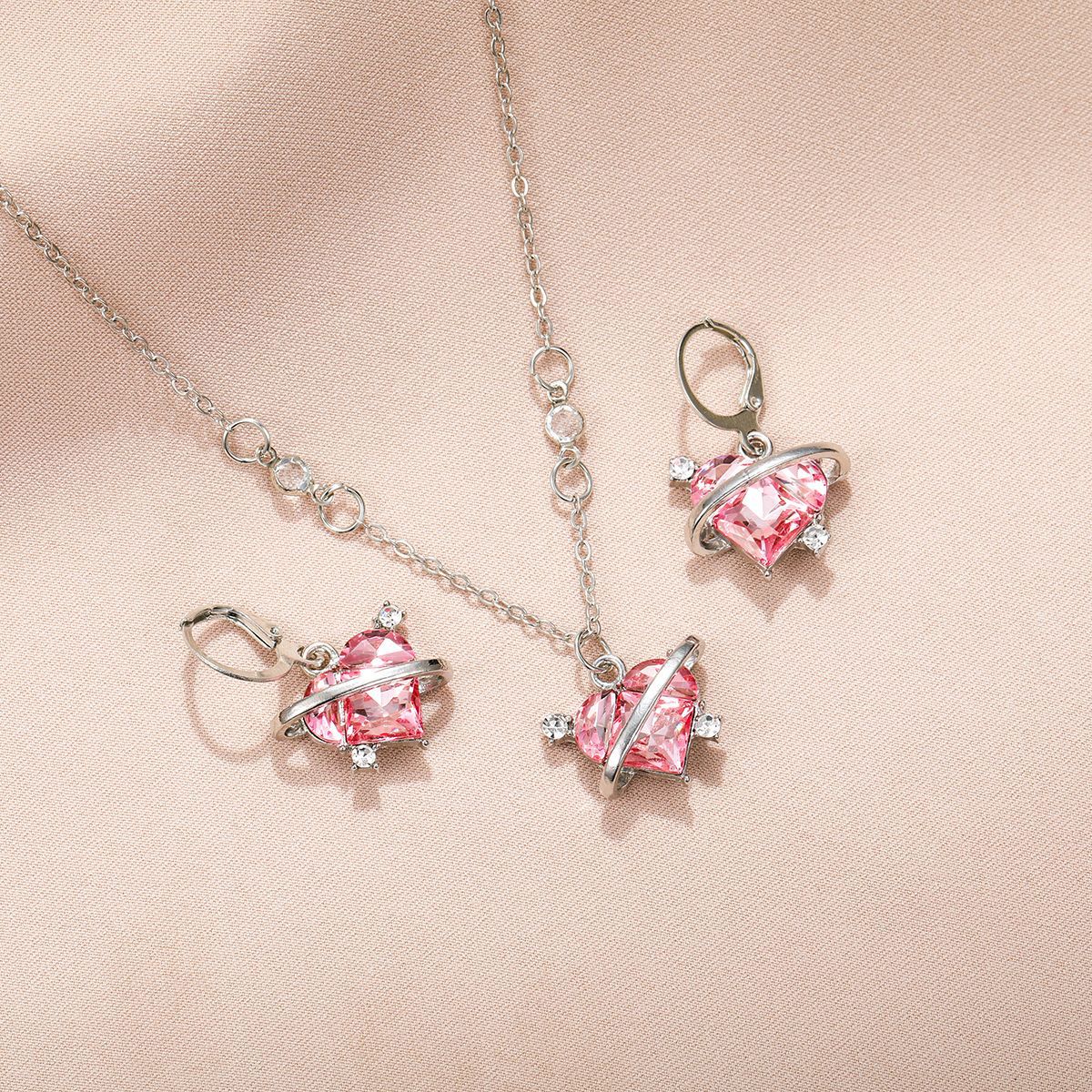 Barbie Pink Love Planet Necklace & Earring Set