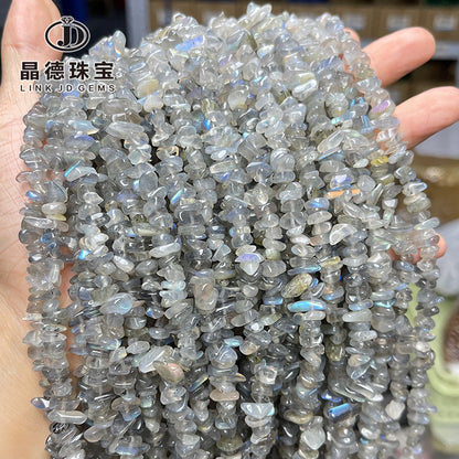 5A grava de luz de luna gris natural con agujeros y cuentas 