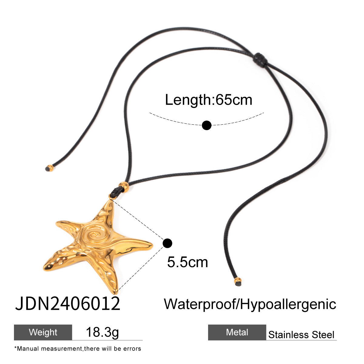 Bow Starfish Cross Titanium Steel Necklace