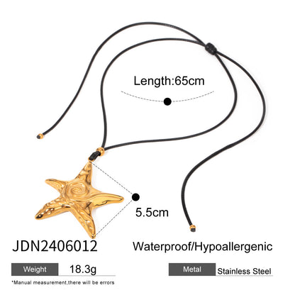 Bow Starfish Cross Titanium Steel Necklace