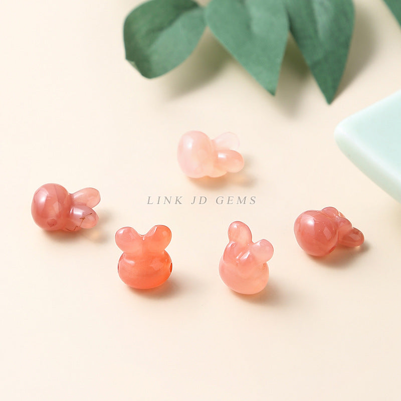 Crimson Salt Source Agate Rabbit Head Pendant