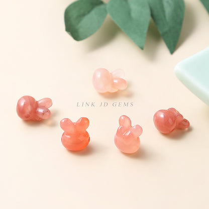 Crimson Salt Source Agate Rabbit Head Pendant