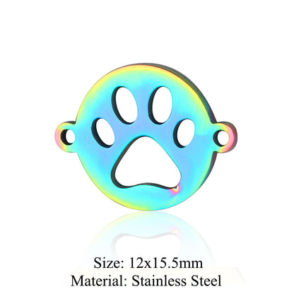 5 pcs/plated colorful rabbit dog paw titanium steel pendant