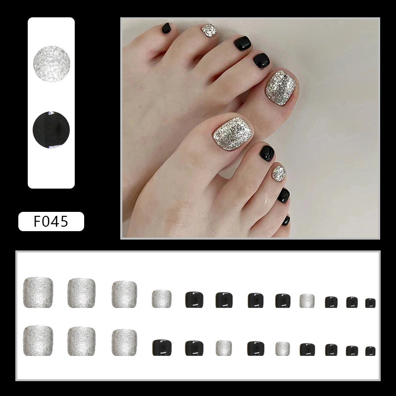 French Diamond Glitter Toe Nails