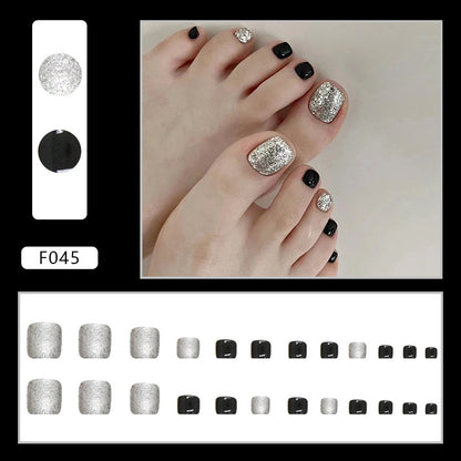 French Diamond Glitter Toe Nails