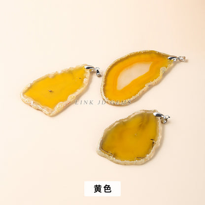 Colorful irregular agate sheet pendant
