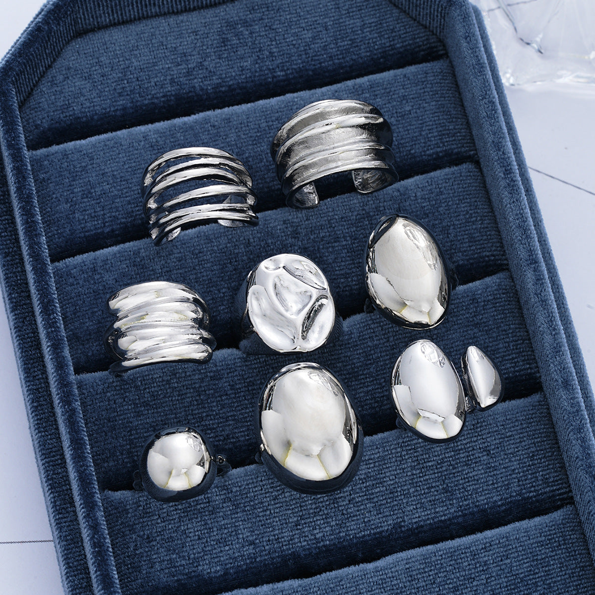 Irregular Geometric Open Ring Set (8-piece)