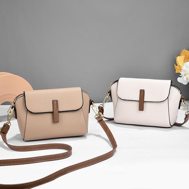 Double-layer solid color buckle shell bag