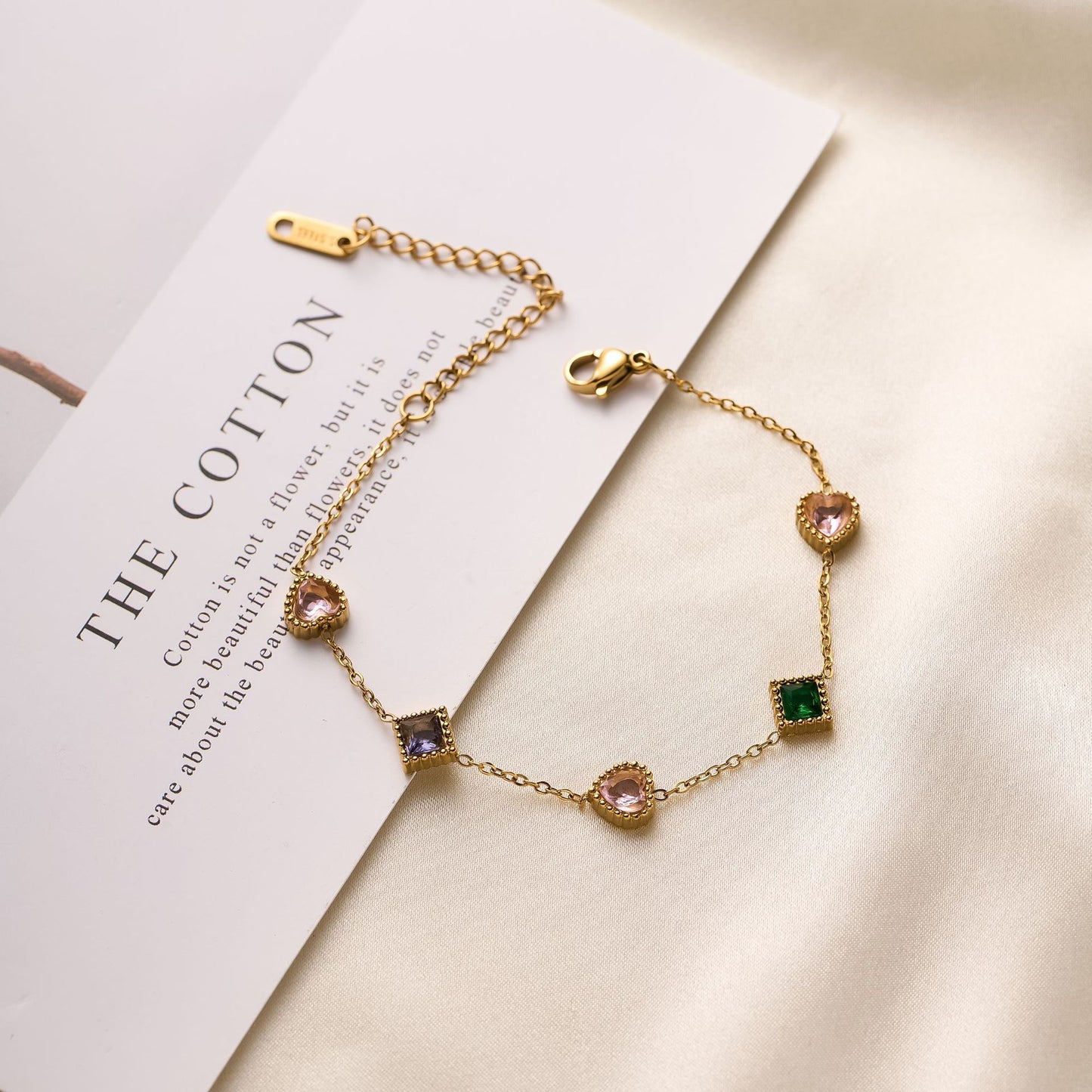 Titanium Steel Zircon Love Square Bracelet