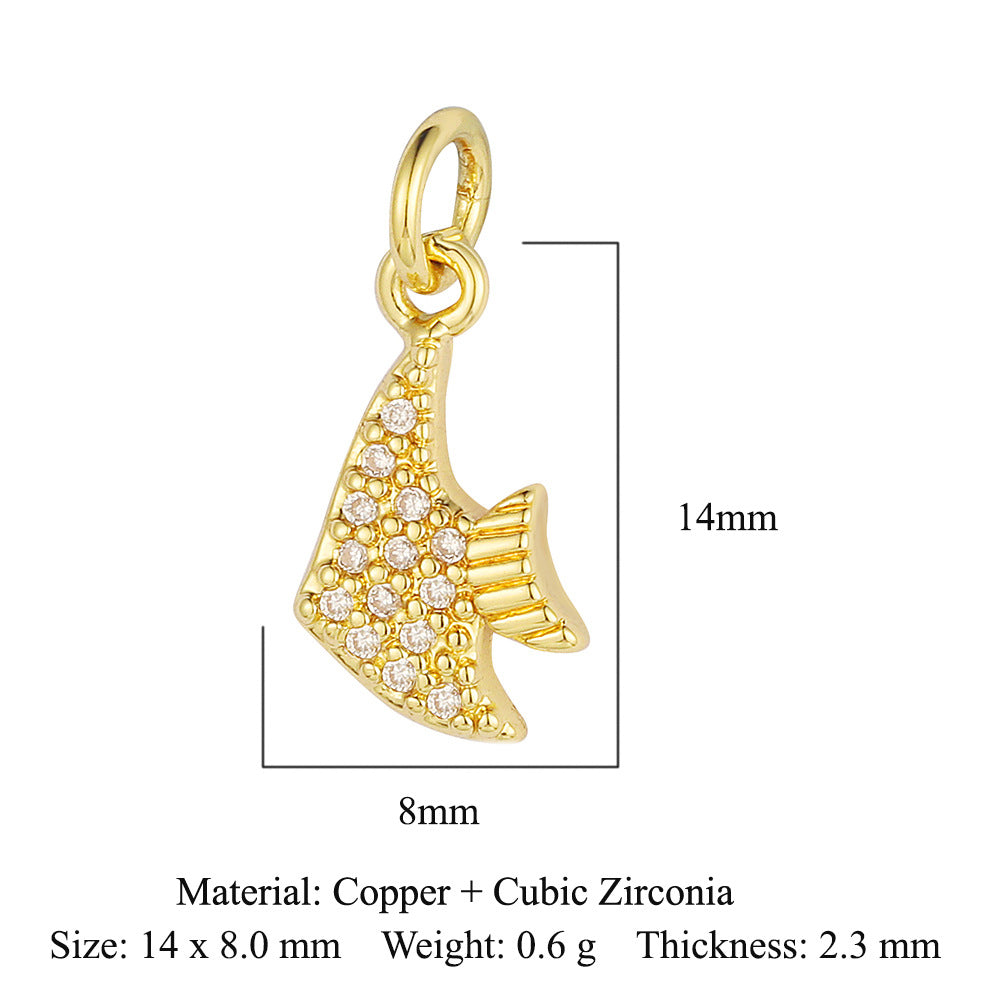 Elephant starfish tropical fish copper zircon pendant