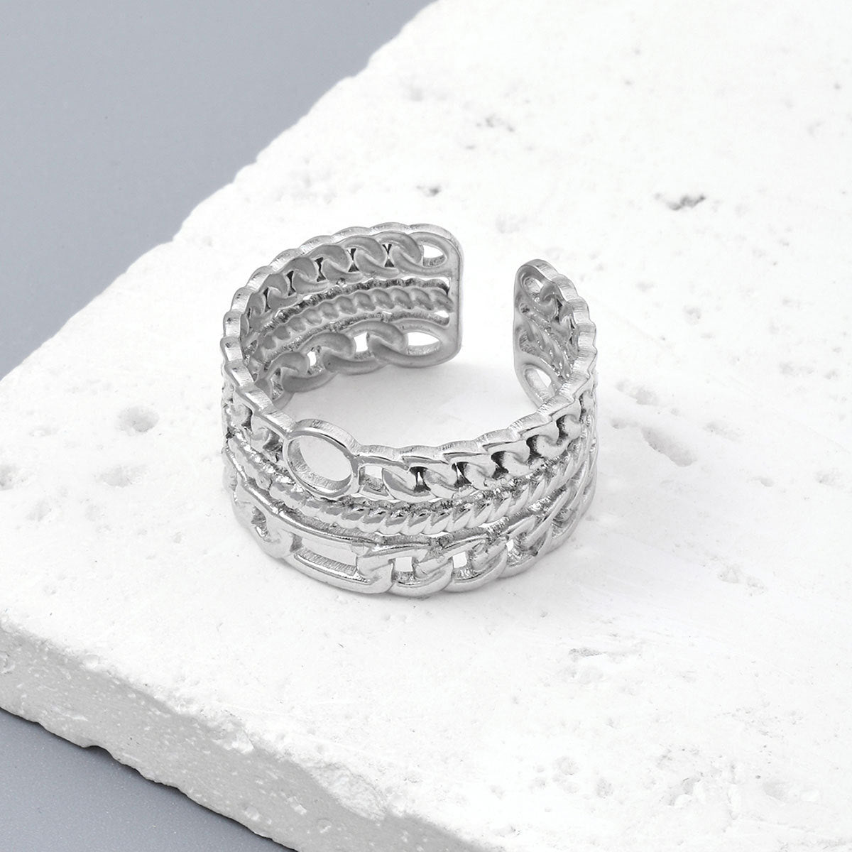 Star Snake Titanium Steel Ladies Ring Adjustable