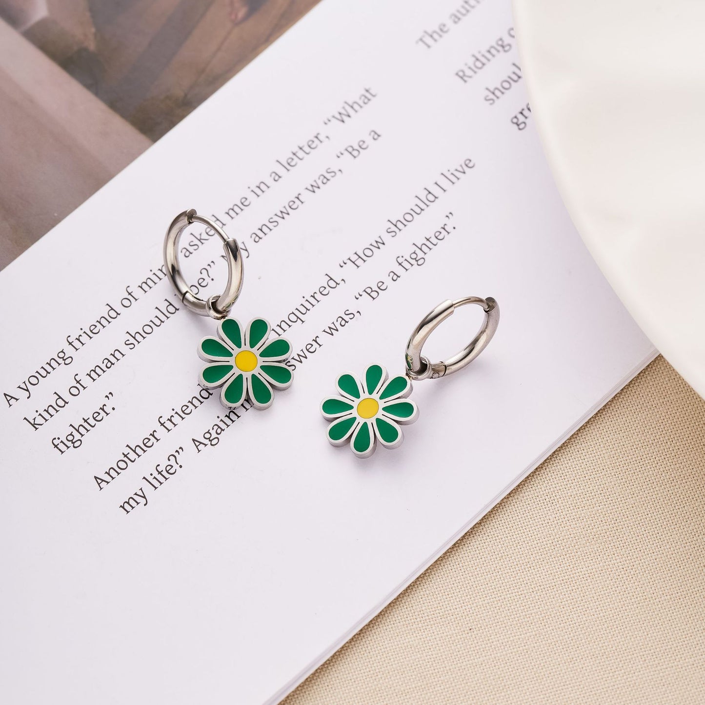 Cute Fruit & Daisy Titanium Steel Stud Earrings — Women's Non-Fading