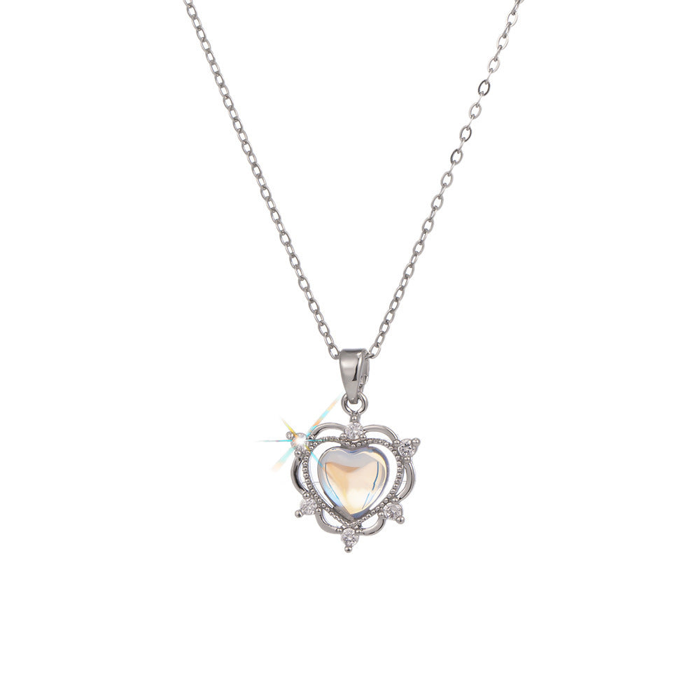 Blue zircon love necklace