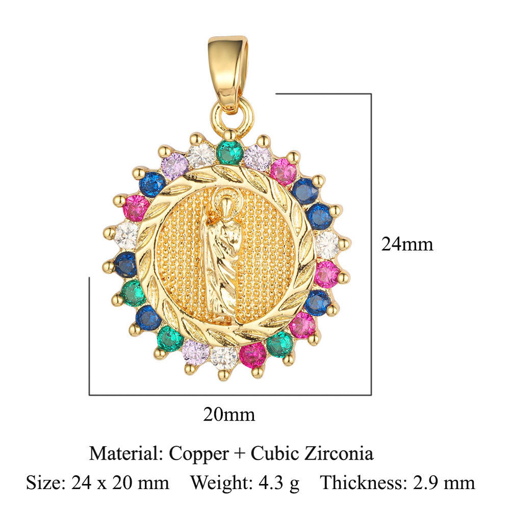 Copper zircon Virgin Mary pendant pendant
