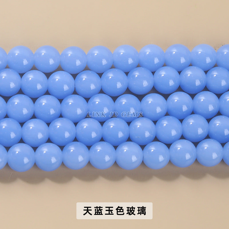 Color porcelain glass beads imitation jade round beads loose beads