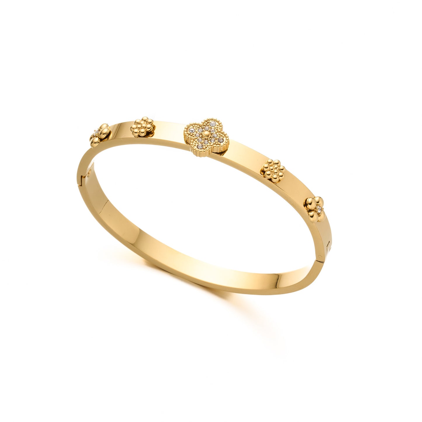 Diamond Four-Leaf Clover Butterfly Bracelet