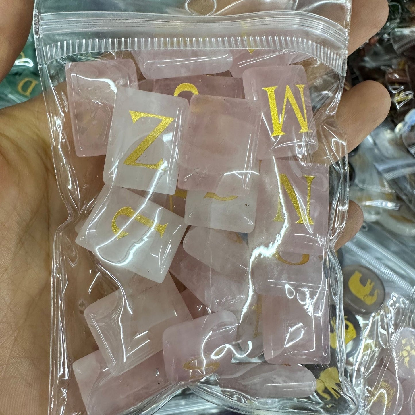 Crystal rectangular 26 English letters carved ornaments