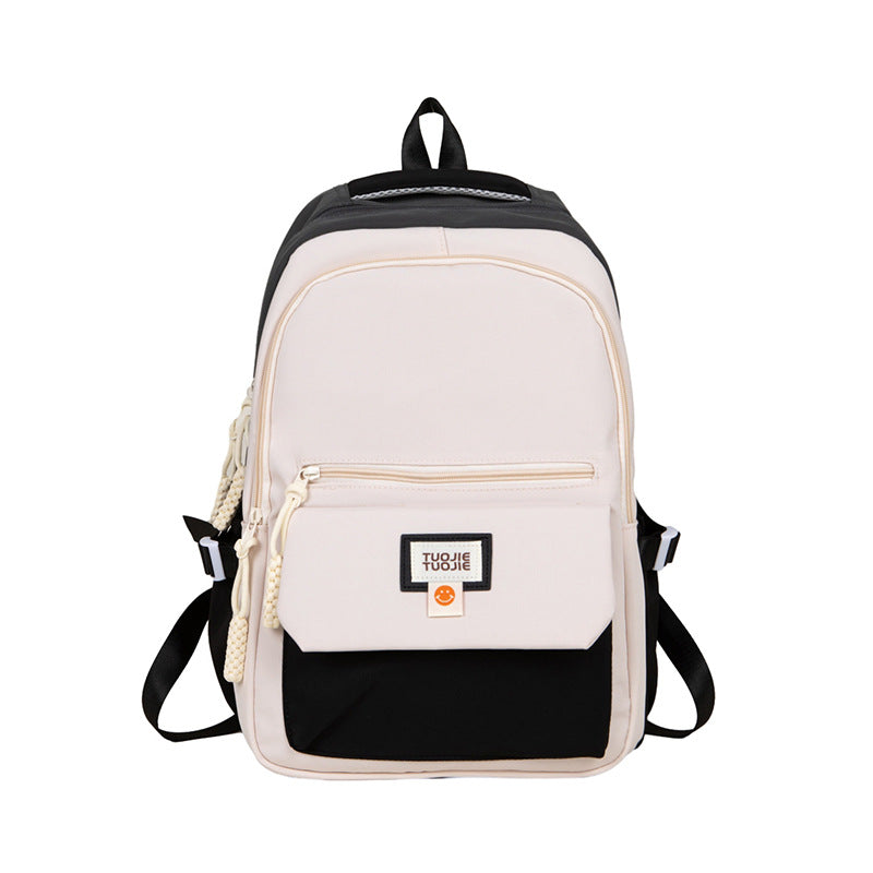 Contrast color large capacity schoolbag, student backpack