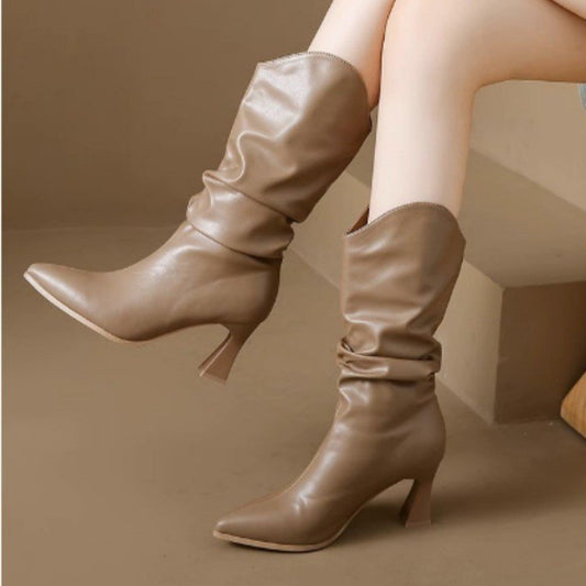 Tall pleated boots