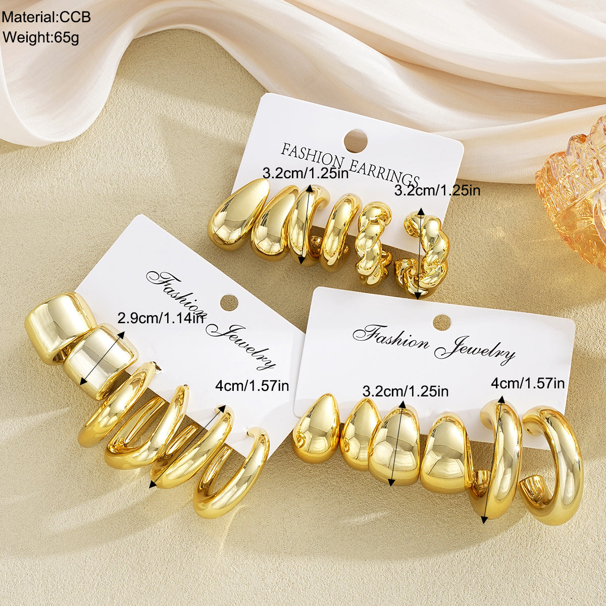 Geometric Twist & C-Shaped Earring Set (9-Piece)
