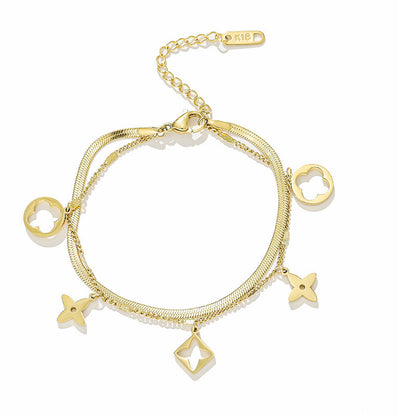 Double Clover Titanium Steel Bracelet