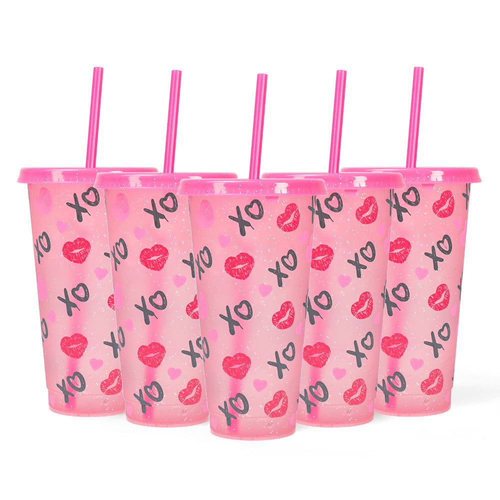 Valentine's Day new glitter color-changing cup
