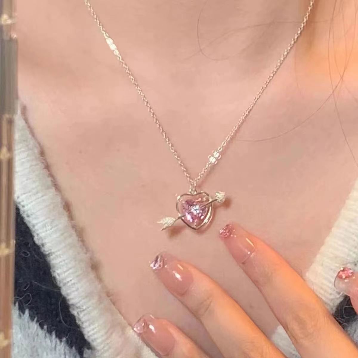 Zircon Split Heart Necklace