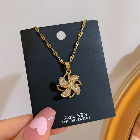 Rotatable small windmill necklace