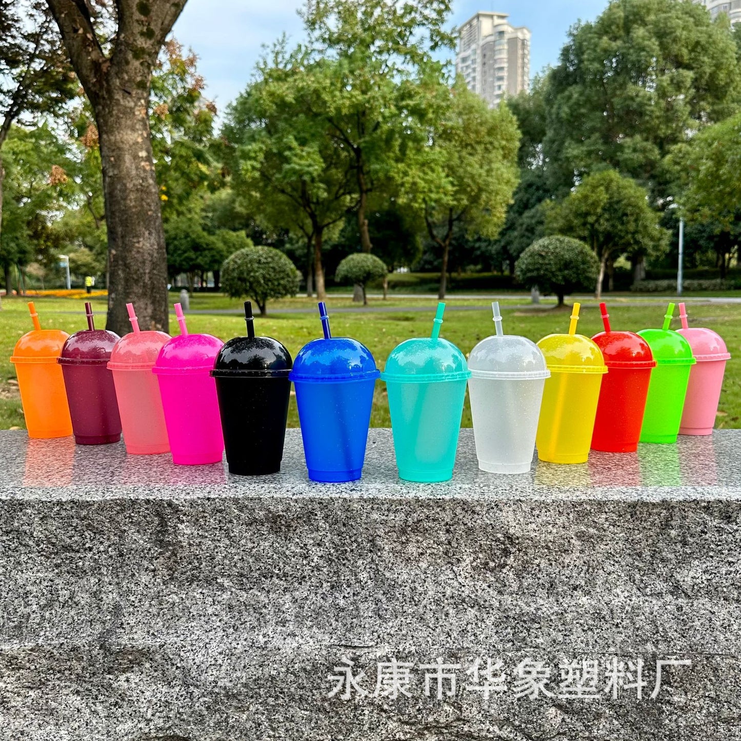 PP large hole milk tea cup glitter plastic cup 16oz