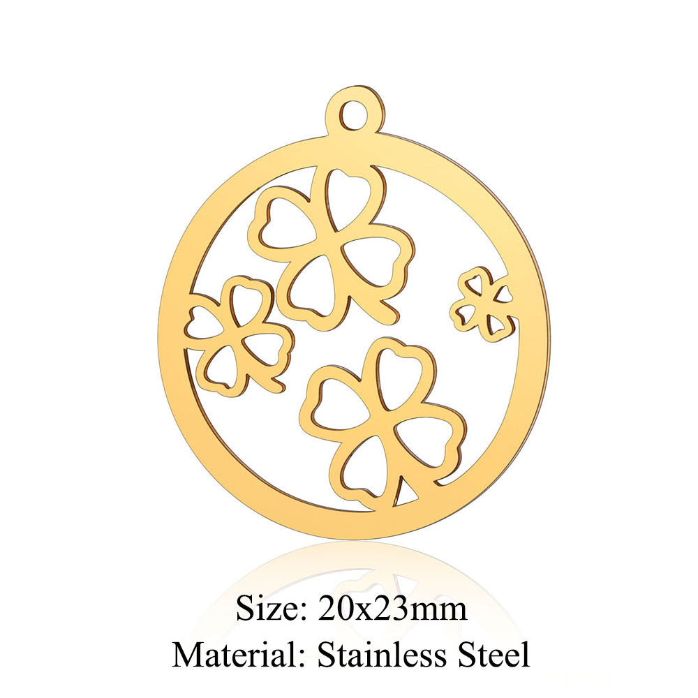 5 pcs/pack Four Leaf Clover Tree of Life Transfer Titanium Steel Pendant