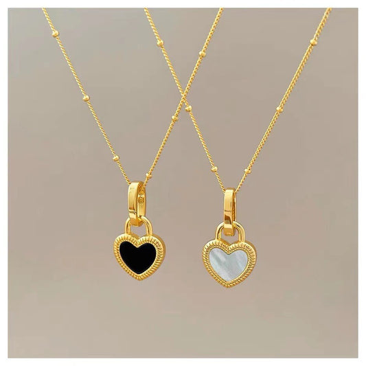 Collar vintage de corazón de melocotón de acero inoxidable, estilo Ins 