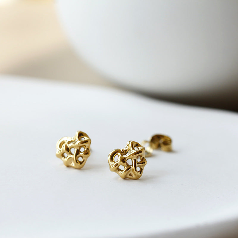 Braided love titanium steel stud earrings