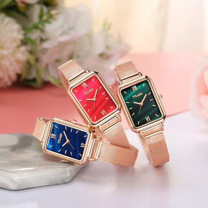 Reloj vintage pequeño cuadrado para mujer con correa de malla de lujo 