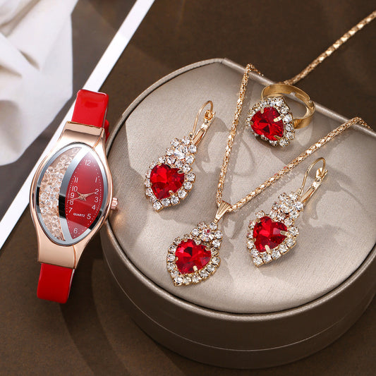 Watch Peacock Peach Heart Jewelry Set