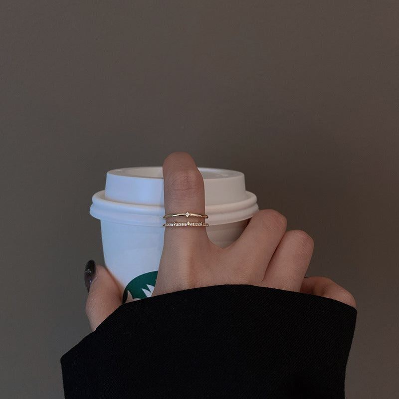 Women's Double Star Zircon Open Adjustable Ring