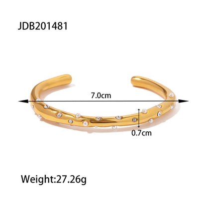 Pearl and zircon cross-inlaid bracelet