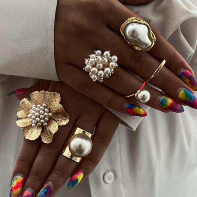 Pearl Flower Index Finger Ring