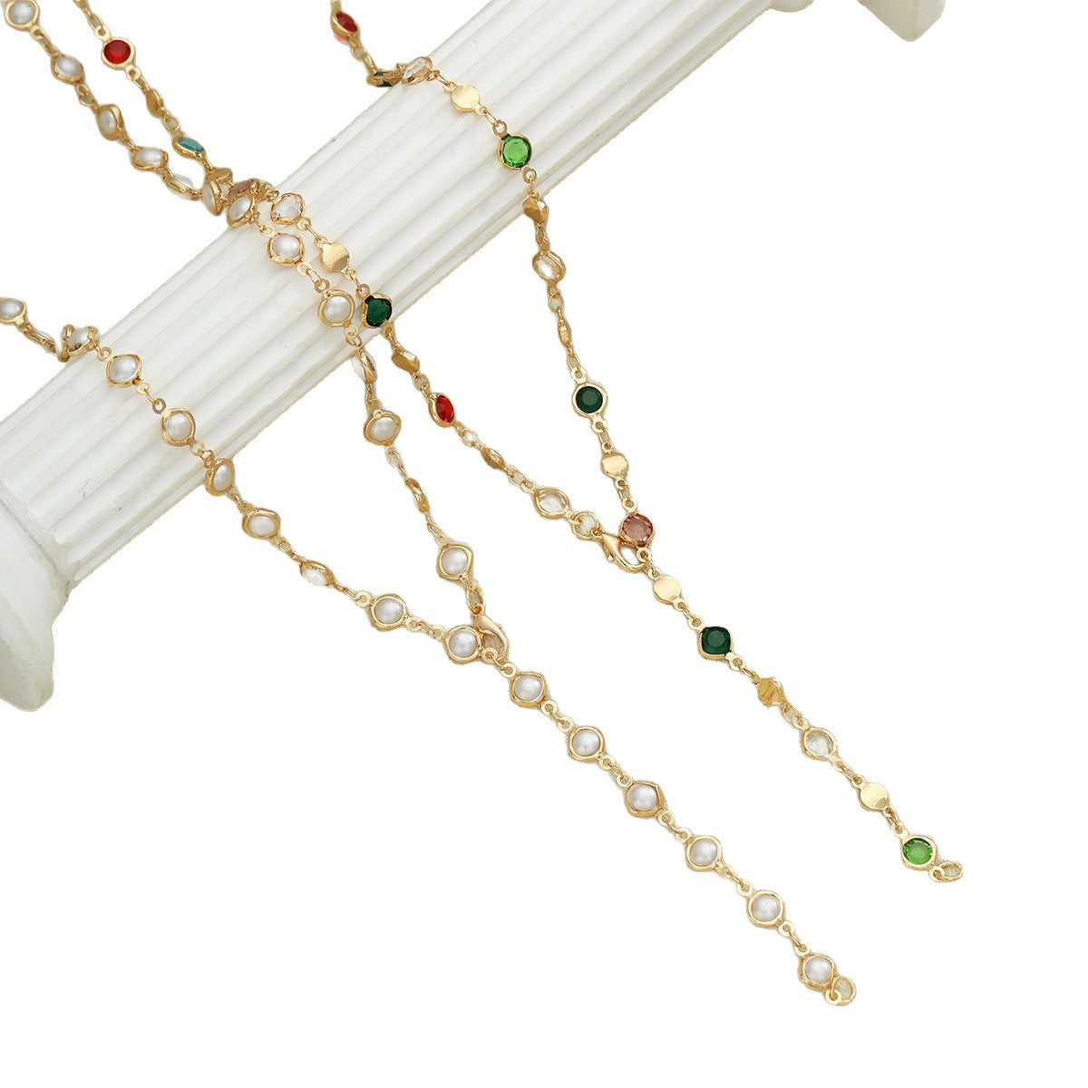 Pearl & Diamond Y-Necklace Set