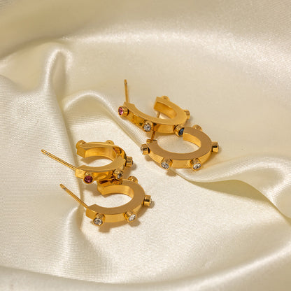 Colored Diamond C-Shaped Earrings