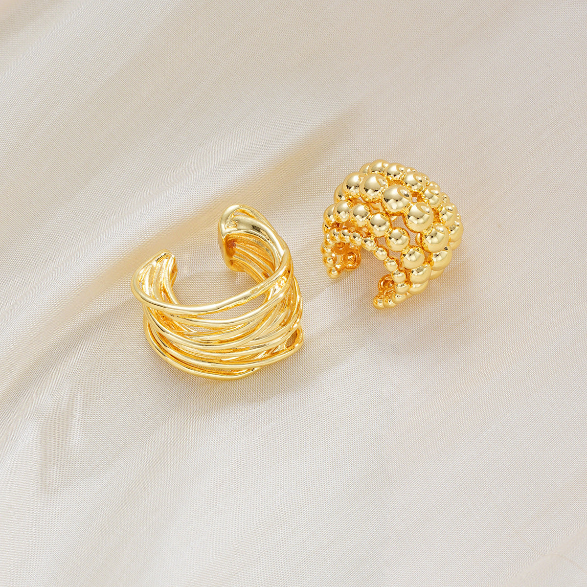 Multi-Layer Round Bead Ear Clips