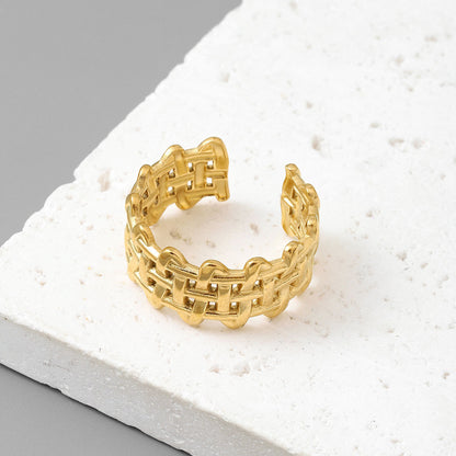 Qizhu Leaf Life Tree Titanium Steel Ring