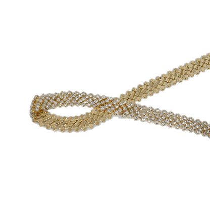 Rhinestone inlaid diamond strap with skirt
