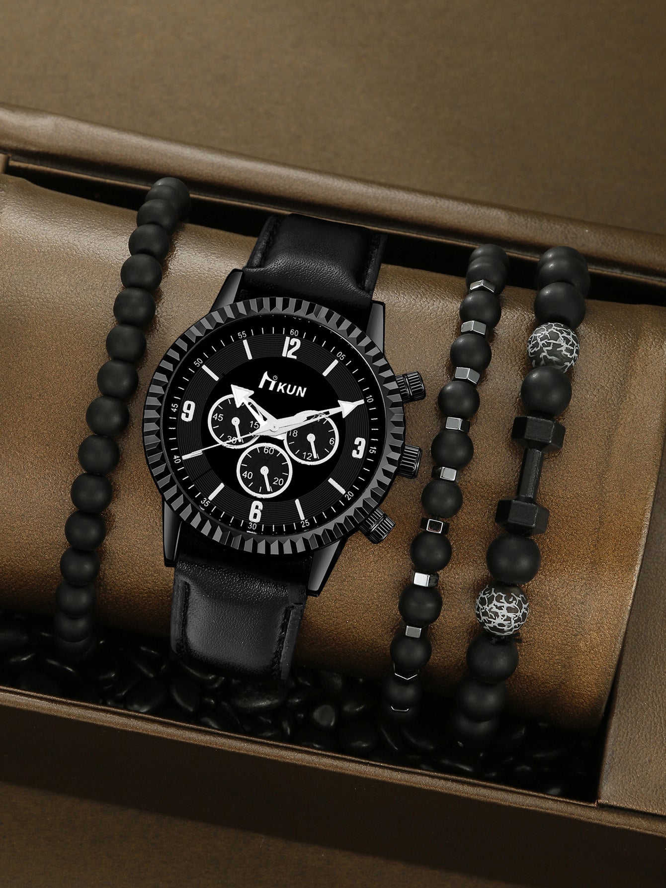 Sports Watch Beaded Bracelet Set