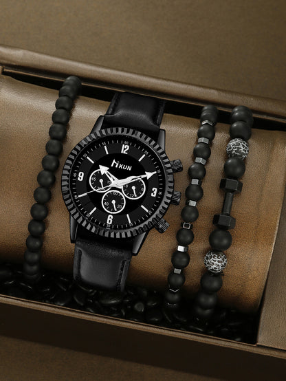Sports Watch Beaded Bracelet Set