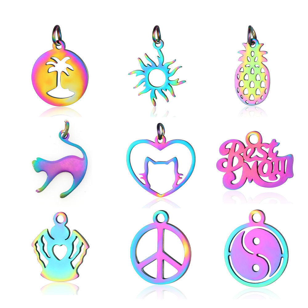 5 pcs/titanium steel jewelry angel sun yin pendant