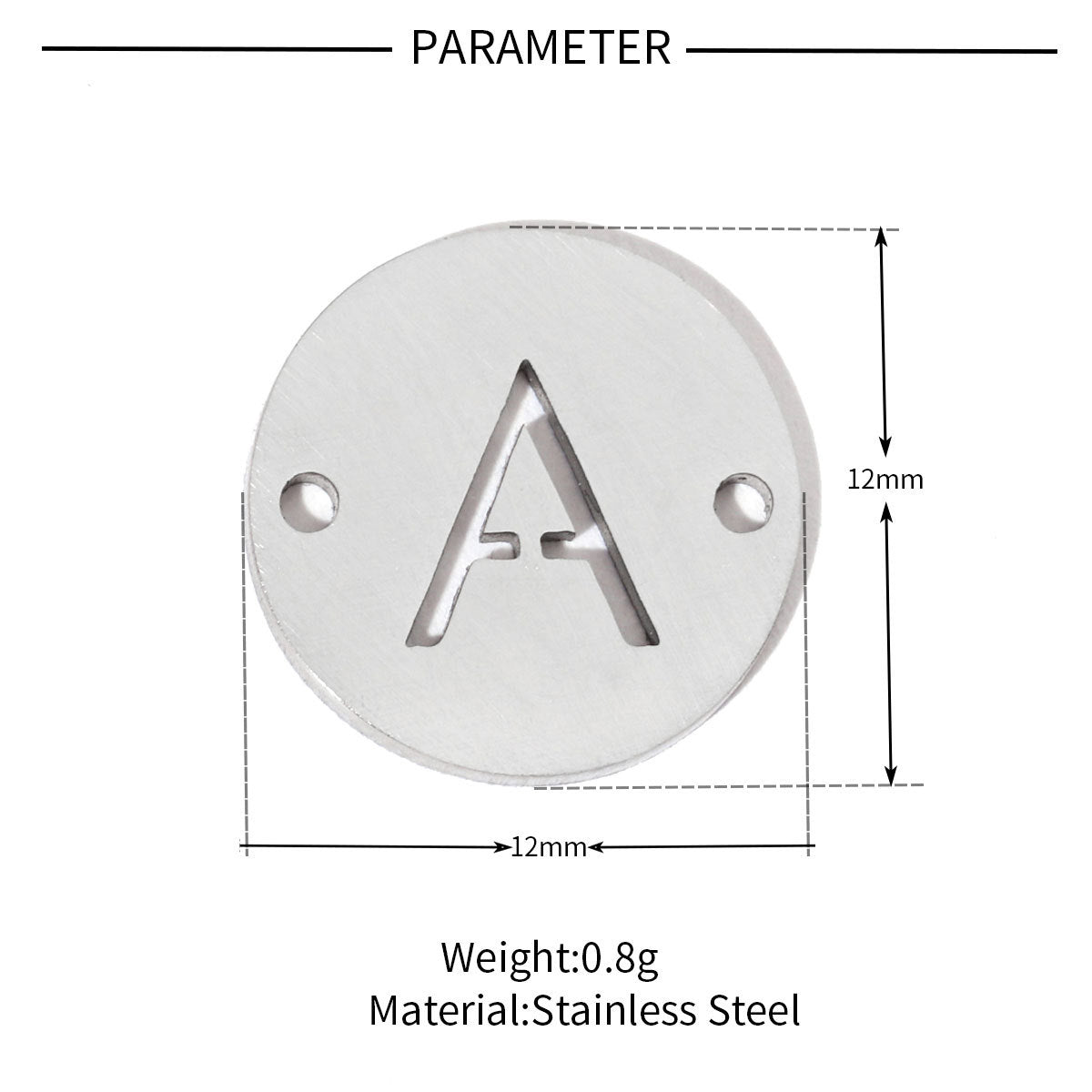 20 pcs/package steel color 26 letters titanium steel fittings