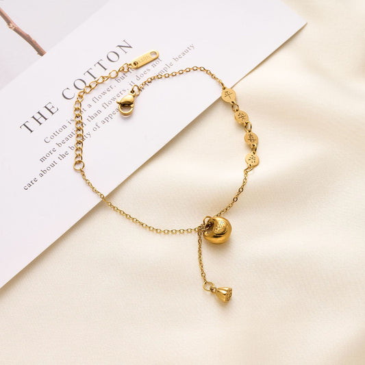 Titanium Steel Peace & Joy Charm Bracelet