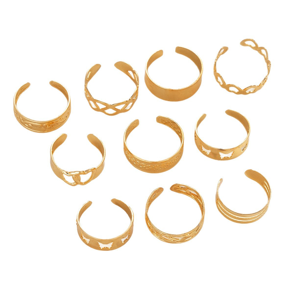 10-Piece Butterfly & Heart Anklet Set