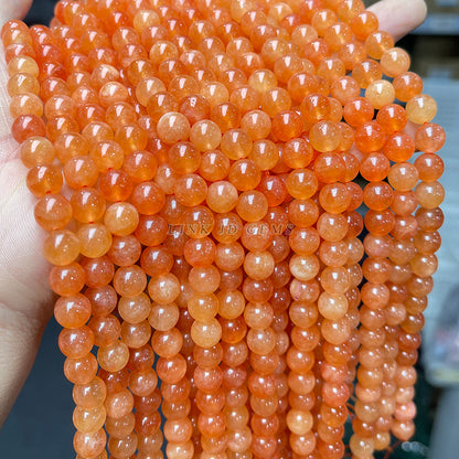 Optimized orange Xinjiang chalcedony loose beads
