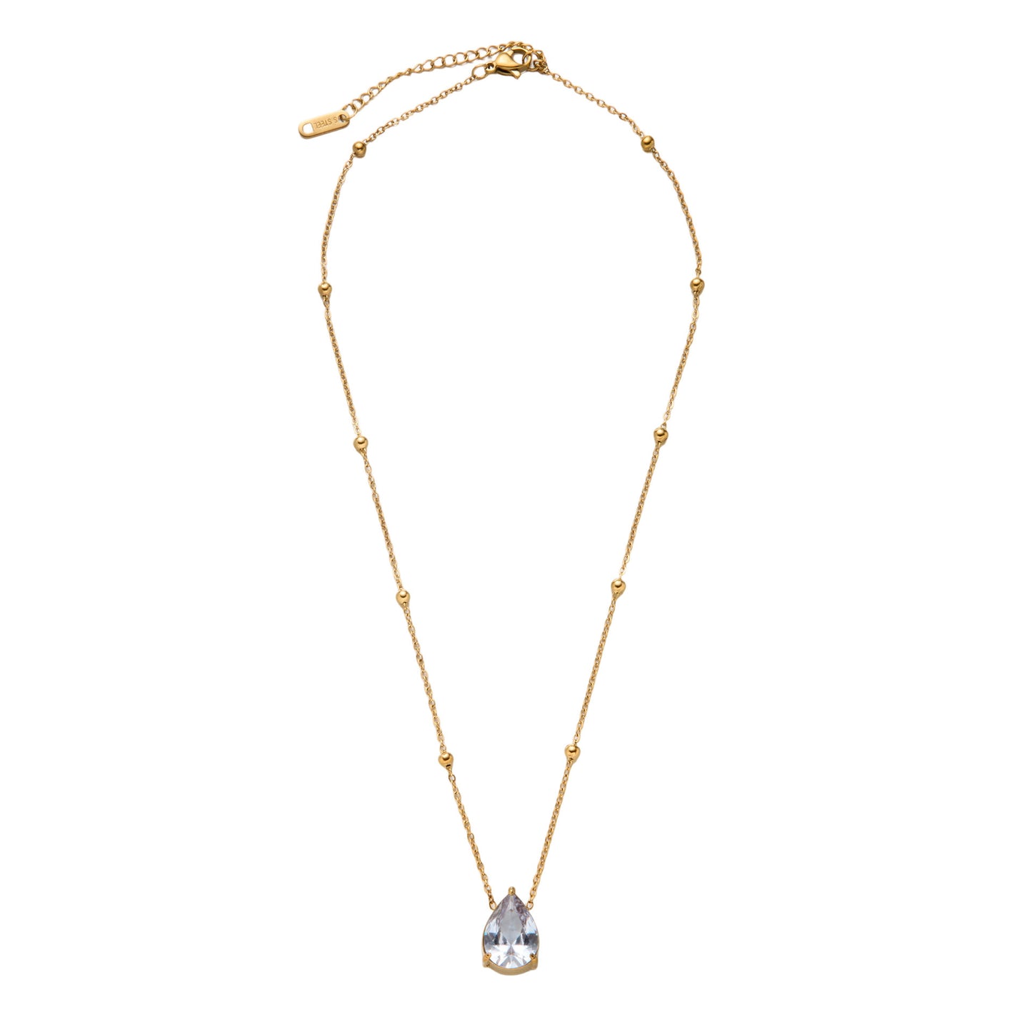 18K Gold Zircon Water Drop Necklace